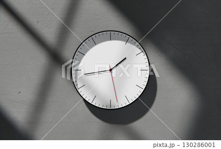 Modern 3D Clock Design on Concrete Wall Background, Time Concept Background Modern 3D Clock Design on Concrete Wall Background, Time Concept Background 130286001
