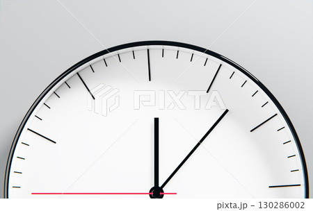 Modern 3D Clock Design on White Wall Background Displaying Time 130286002