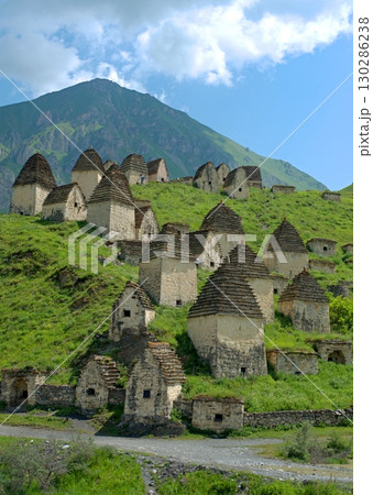 Dargavs, North Ossetia-Alania, Russia. City of the dead, ancient necropolis in the mountains of North Caucasus. 130286238