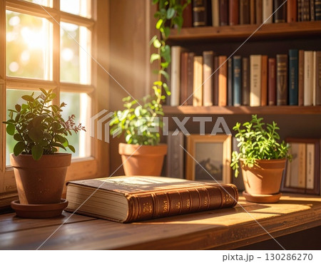 ノスタルジックな雰囲気を醸し出す、書斎のクローズアップ ノスタルジックな雰囲気を醸し出す、書斎のクローズアップ 130286270
