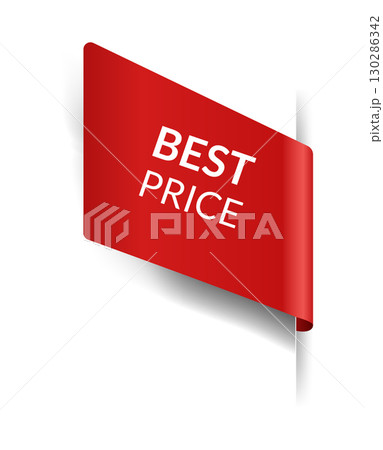 Corner or ribbons icon. Product red banner, price shopping tag. Promotion sale badge, special offer sticker. Discount and price offer concept. Vector sticker template Corner or ribbons icon. Product red banner, price shopping tag. Promotion sale badge, special offer sticker. Discount and price offer concept. Vector sticker template 130286342