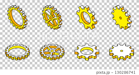 歯車　アイソメトリック　ベクター　イラスト　セット 130286741