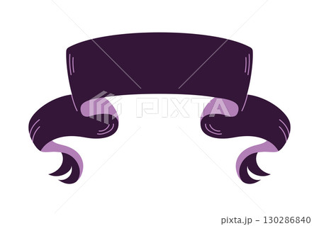 Dark festive ribbon banner for Halloween with ragged spooky edges and rustic textile effect. Perfect for invitations, posters, creepy party decor, autumn holiday design. Flat vector illustration. Dark festive ribbon banner for Halloween with ragged spooky edges and rustic textile effect. Perfect for invitations, posters, creepy party decor, autumn holiday design. Flat vector illustration. 130286840