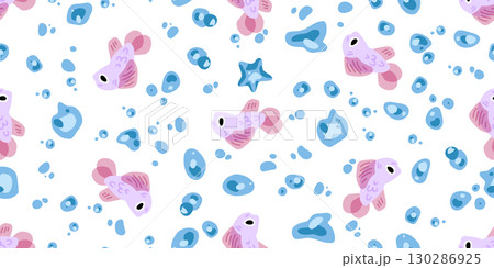 Seamless Cartoon Fish Bubble Pattern Seamless Cartoon Fish Bubble Pattern 130286925