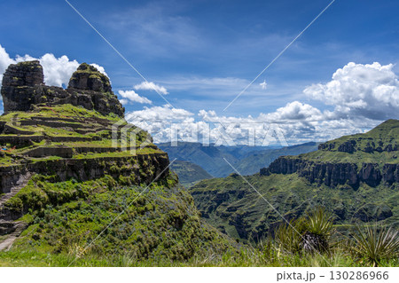 Ancient Inca Ruins of Waqrapukara in the Andean Mountains, Peru 130286966