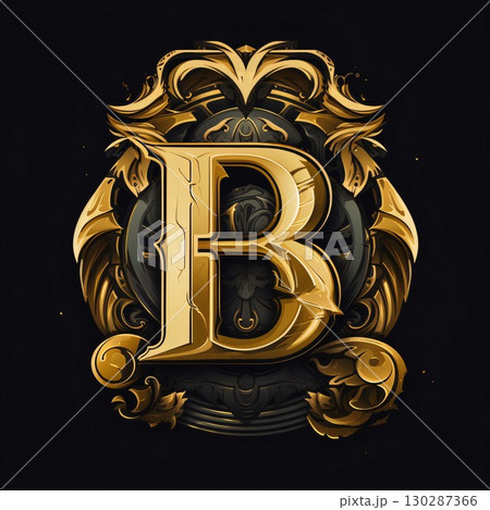 Luxury Capital Letter B with Decorative Elegant Design 130287366