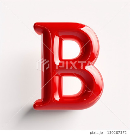 red glossy 3d letter B isolated on white - 3d rendering 130287372