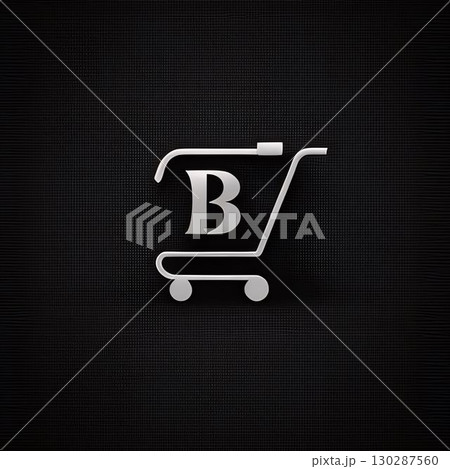 Shopping cart icon on black background. Eps 10 vector file. Letter B Shopping cart icon on black background. Eps 10 vector file. Letter B 130287560