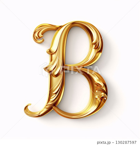 Vector golden font. Letter B in the style of Baroque. 130287597