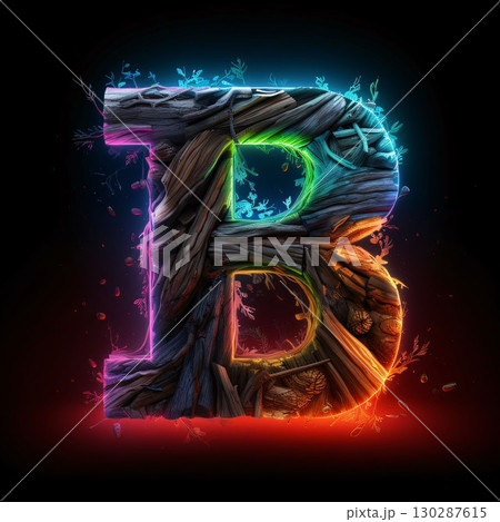Alphabet letter B in the form of a tree stump. Vector illustration 130287615