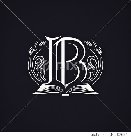 Initial Letter B logo with Elegant floral pattern and book. Initial Letter B logo with Elegant floral pattern and book. 130287624