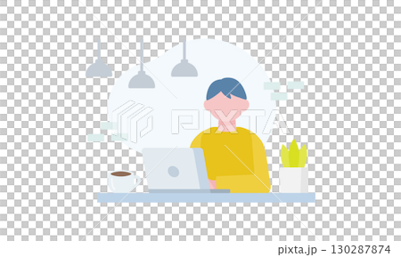 人在咖啡館經營筆記本電腦 130287874