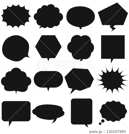 シンプルな吹き出し フレーム セット 黒 モノクロ シンプルな吹き出し フレーム セット 黒 モノクロ 130287904