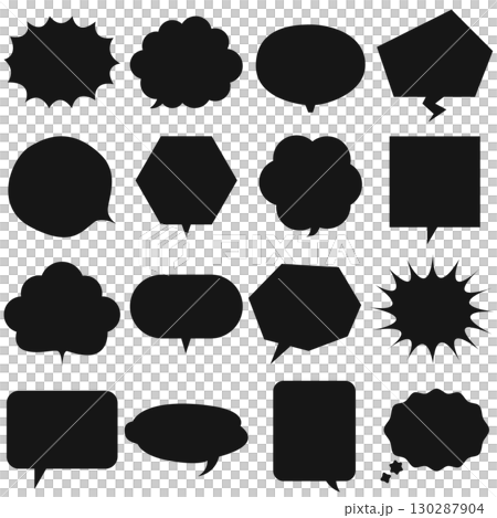 シンプルな吹き出し フレーム セット 黒 モノクロ シンプルな吹き出し フレーム セット 黒 モノクロ 130287904