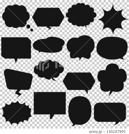 簡單的語音氣泡框架設定黑色單色 簡單的語音氣泡框架設定黑色單色 130287905