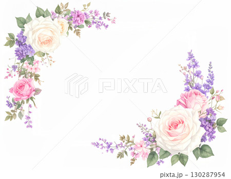 バラの装飾がある絵葉書 バラの装飾がある絵葉書 130287954