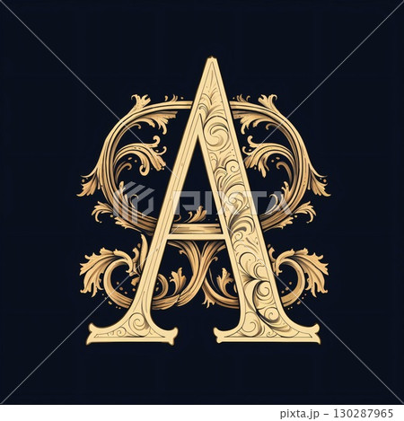 Luxury letter A in the style of Baroque. 130287965