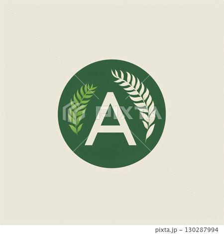 Letter A logo with laurel wreath. Vector design element. 130287994
