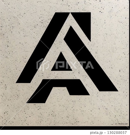 Letter A. Monochrome font. Black and white lettering on concrete background. 130288037