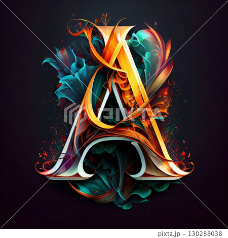 Vector illustration of the letter A in the style of a fantasy. Vector illustration of the letter A in the style of a fantasy. 130288038