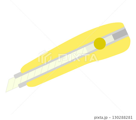 黄色いカッターナイフのイラスト 130288281
