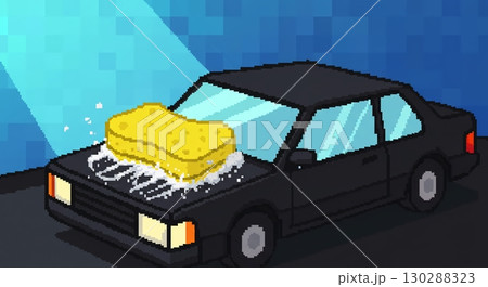 最高の輝き！ドット絵風で描かれた洗車のイメージ 130288323