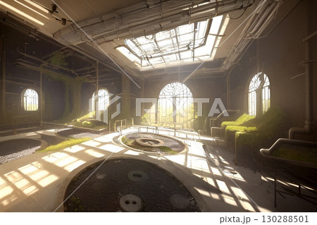 ゲーム背景 スチームパンク世界の歯車があるボイラー室内風景の廃墟 ゲーム背景 スチームパンク世界の歯車があるボイラー室内風景の廃墟 130288501