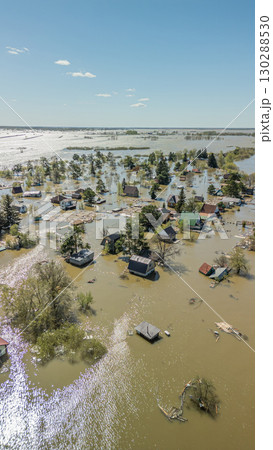 Global warming, floods on the planet.The apocalypse, catastrophes.Storms and destruction.Natural disasters,climate change,the riot of nature.The remnants of human life are floating in dirty water.End 130288530