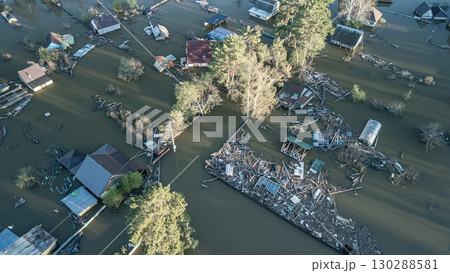 Global warming, floods on the planet.The apocalypse, catastrophes.Storms and destruction.Natural disasters,climate change,the riot of nature.The remnants of human life are floating in dirty water.End 130288581