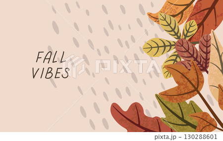Colorful autumn leaves creating a cozy fall vibes banner 130288601
