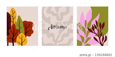 Autumn banners with colorful trees and leaves 130288602