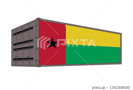 Guinea Bissau national flag with shipping container 130288680