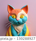 粘土で作られたカラフルな猫 130288927