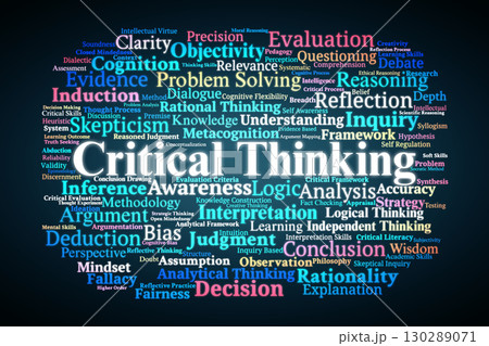 Critical Thinking Word Cloud. Core Concepts Of Reasoning, Logic, Evidence, Evaluation, And Problem Solving For Intellectual And Academic Development. 130289071