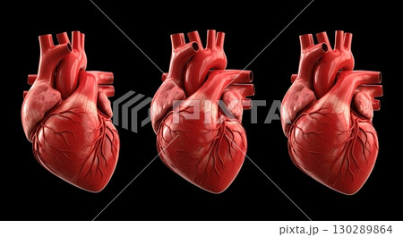 human heart with blood cells 130289864