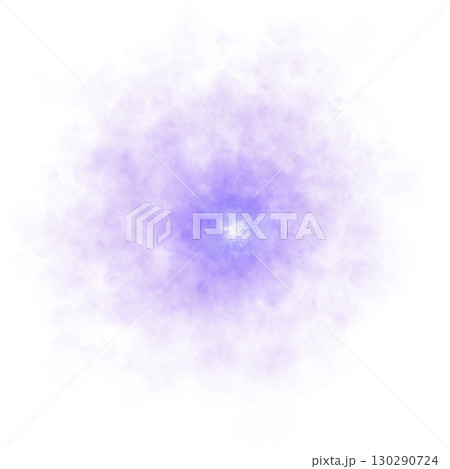 Glowing purple smoke explosion or energy burst with soft particles on transparent background, abstract cosmic or magic effect 130290724