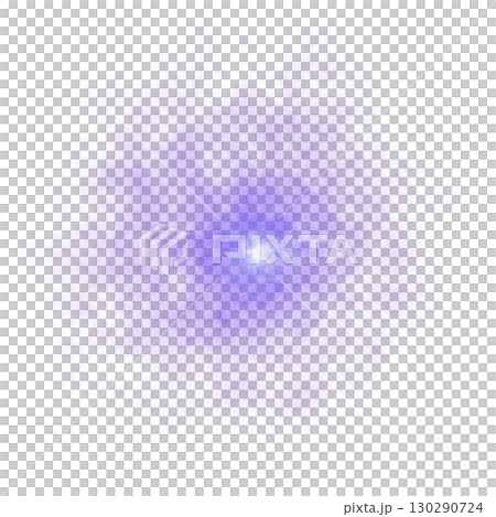 Glowing purple smoke explosion or energy burst with soft particles on transparent background, abstract cosmic or magic effect 130290724