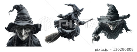 Set of witch for Halloween, isolated on transparent background. 130290809