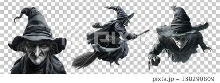 Set of witch for Halloween, isolated on transparent background. 130290809