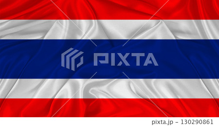 Flag of Thailand with cloth texture. Close up of Thailand flag waving Flag of Thailand with cloth texture. Close up of Thailand flag waving 130290861