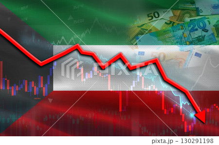 Kuwait financial fall on economy market. Kuwait financial crisis on economic graph Kuwait financial fall on economy market. Kuwait financial crisis on economic graph 130291198