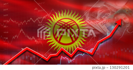 Kyrgyzstan financial growth on market graph. Kyrgyzstan economic growth on financial graph 130291201