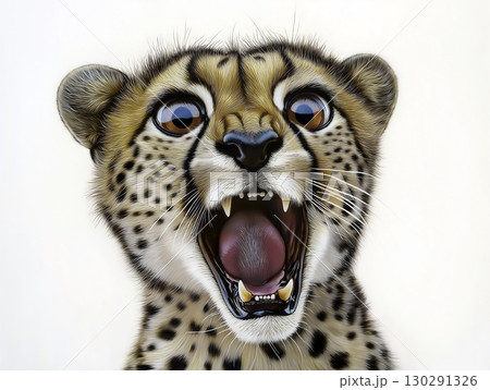 Cheetah wildlife image showcasing a roaring animal in its natural habitat with big cat features 130291326