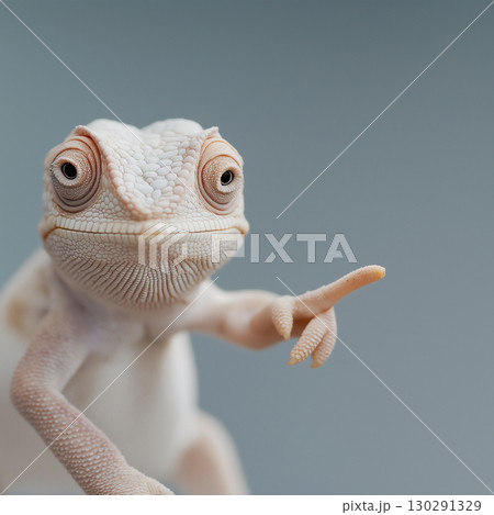 Chameleon in profile view showing skin texture pattern and vibrant details for photography 130291329