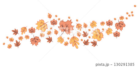 Swirl Background Of Autumn Leaves Isolated On White Background 130291385
