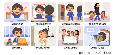 Baby Boy On A Routine Checklist Cartoon Vector Illustration 130291388