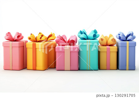 Colorful gifts and presents with ribbons and boxes perfect for celebration and festive events Colorful gifts and presents with ribbons and boxes perfect for celebration and festive events 130291705