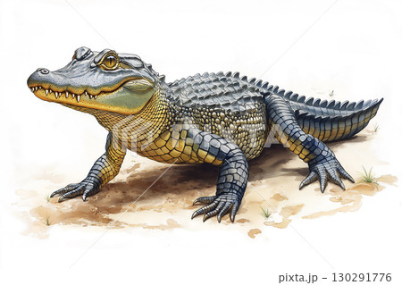 Alligator reptile wildlife in nature, animal predator scaly species and habitat explored Alligator reptile wildlife in nature, animal predator scaly species and habitat explored 130291776