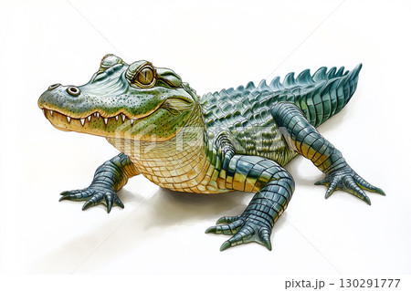 Alligator with Distinct Scales in Natural Habitat Surrounded by Wildlife and Aquatic Environment Alligator with Distinct Scales in Natural Habitat Surrounded by Wildlife and Aquatic Environment 130291777