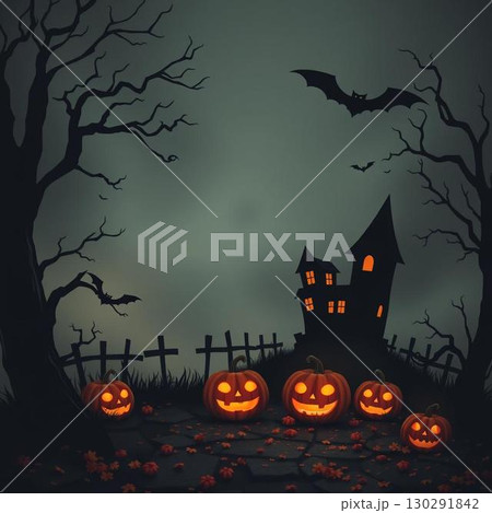 ハロウィンな景色イラスト 130291842